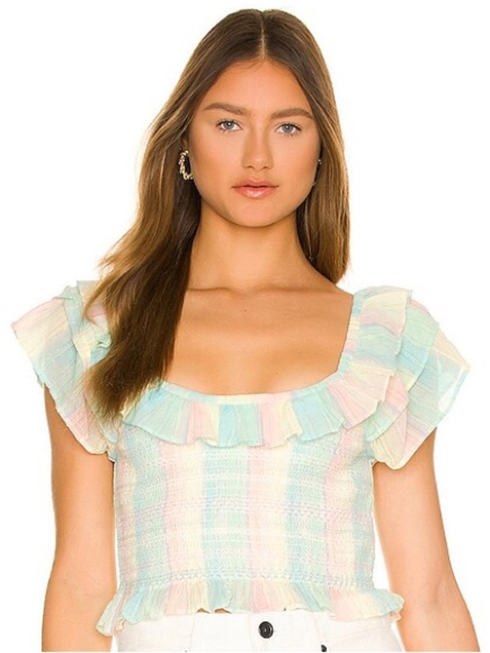 LOVESHACKFANCY Saba Smocked Crop Top